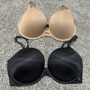 Lot of 2 Victoria's Secret 36DDD Bras, Nude, Black, Convertible Straps Pre-loved